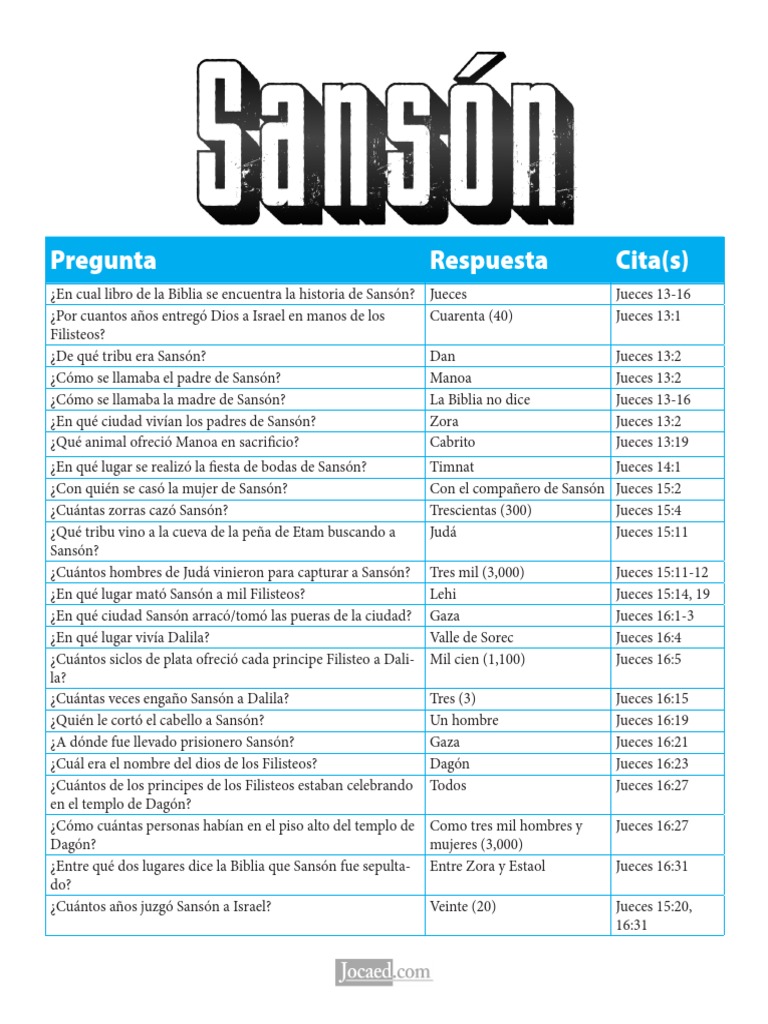 Sanson Juego Biblico PDF | PDF | Sansón | Biblia hebrea
