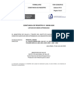 Constancia registro sedes aprobadas Ministerio Salud Perú