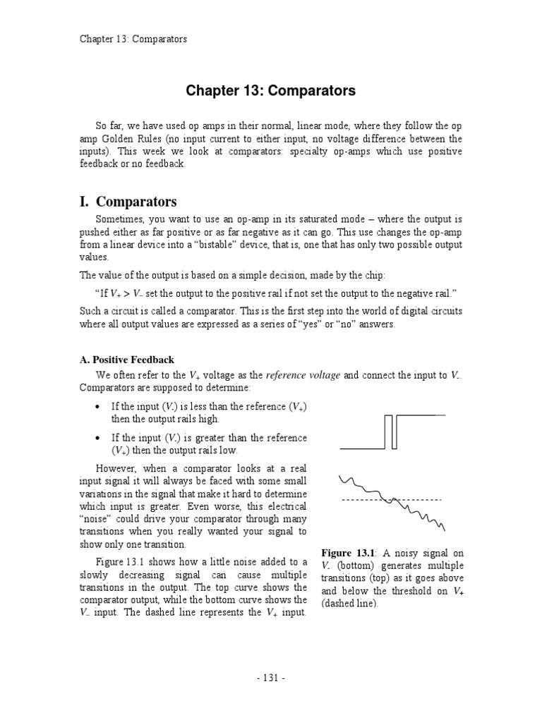 Chapter 13 Comparators A. Positive Feedback PDF Operational