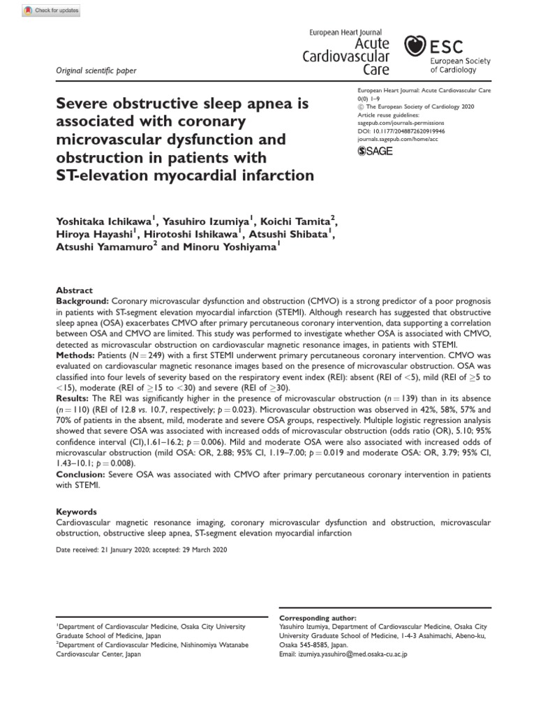 Severe Obstructive Sleep Apnea Is Associated With Coronary ...