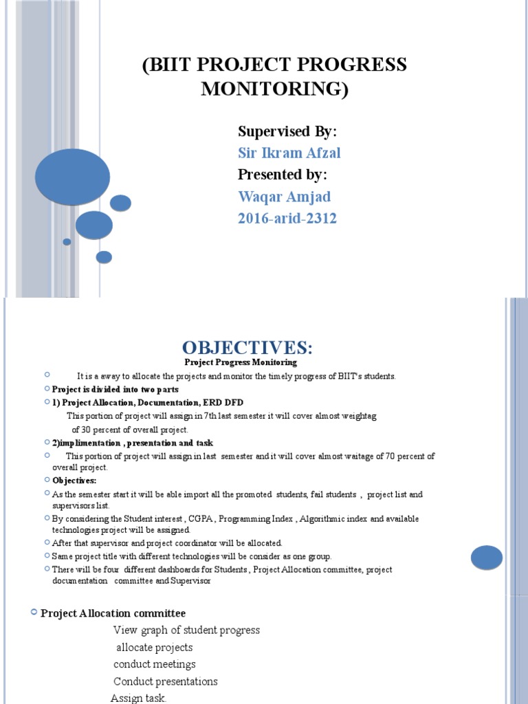 (Biit Project Progress Monitoring) : Supervised By: Presented by | PDF ...