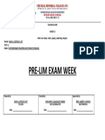 Pre-Lim Exam Week: Senior High School