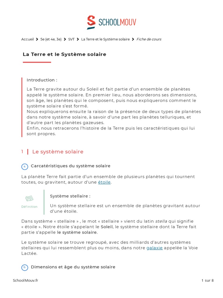La Terre Et Le Système Solaire PDF | PDF | Planètes | Système solaire