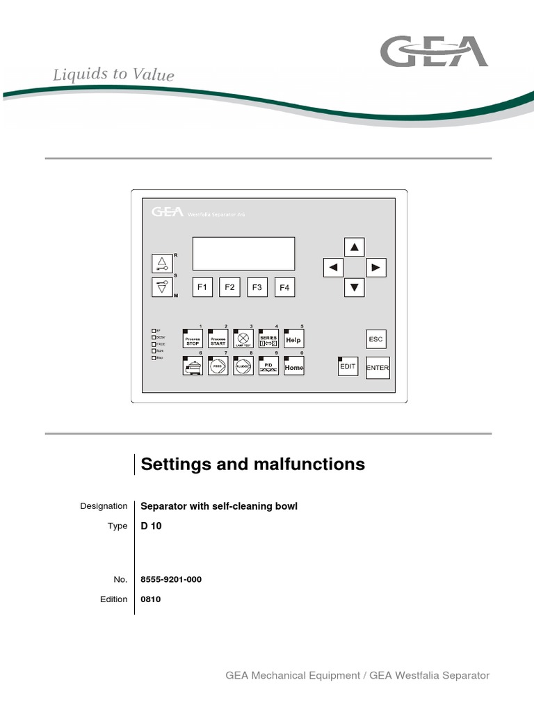 Settings And Malfunctions Pdf Pump Manufactured Goods