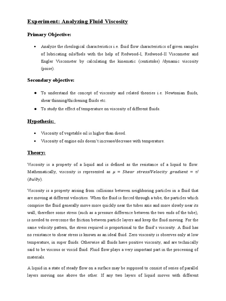 Lab Report PDF Viscosity Physical Quantities