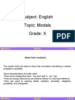 Subject: English Topic: Modals: Modals CB/X/20-21 of 18 1