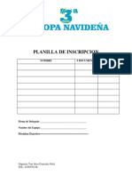 Planilla de Inscripcion Copa Navideña PDF