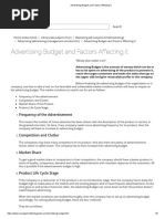 Advertising Budget and Factors Affecting It