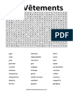 French Clothes Wordsearch French