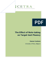 The Effect of Note-Taking On Target-Text Fluency: Hanne Cardoen