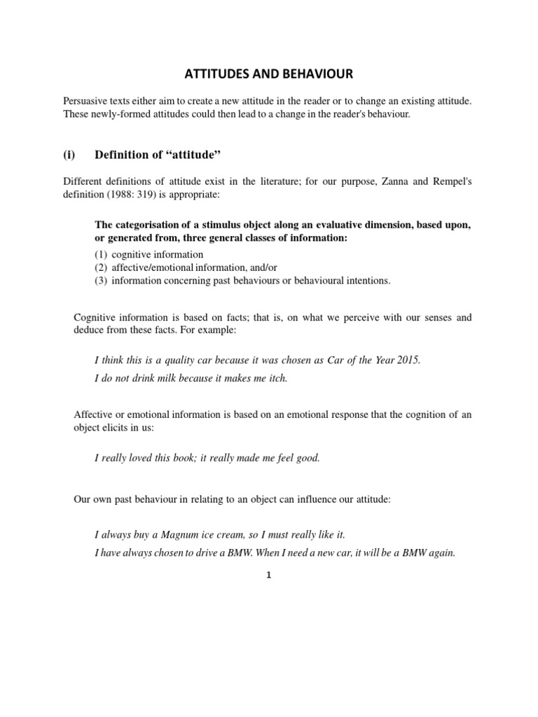 Understanding Attitudes and Persuasion | PDF | Attitude (Psychology ...