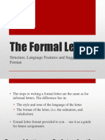 The Formal Letter: Structure, Language Features and Suggested Format