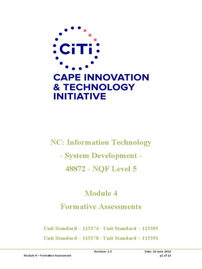 Formative Assessment in IT Module 4 | PDF | Object Oriented Programming ...