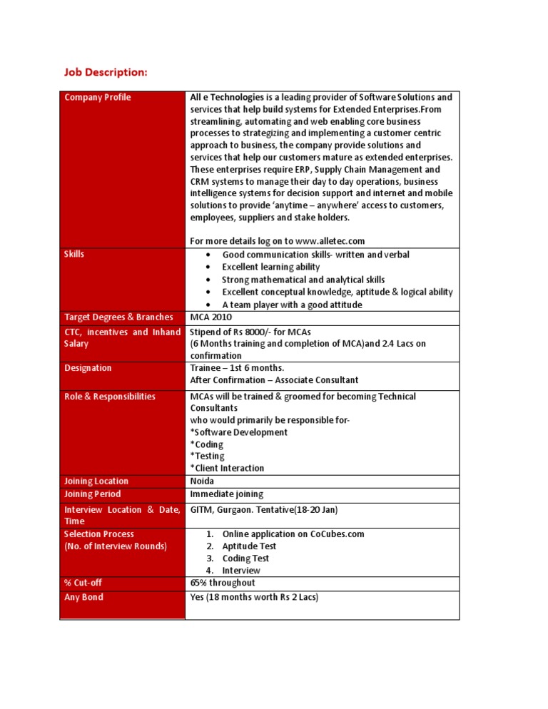 Software Trainee Job at All e Technologies | PDF | Customer ...