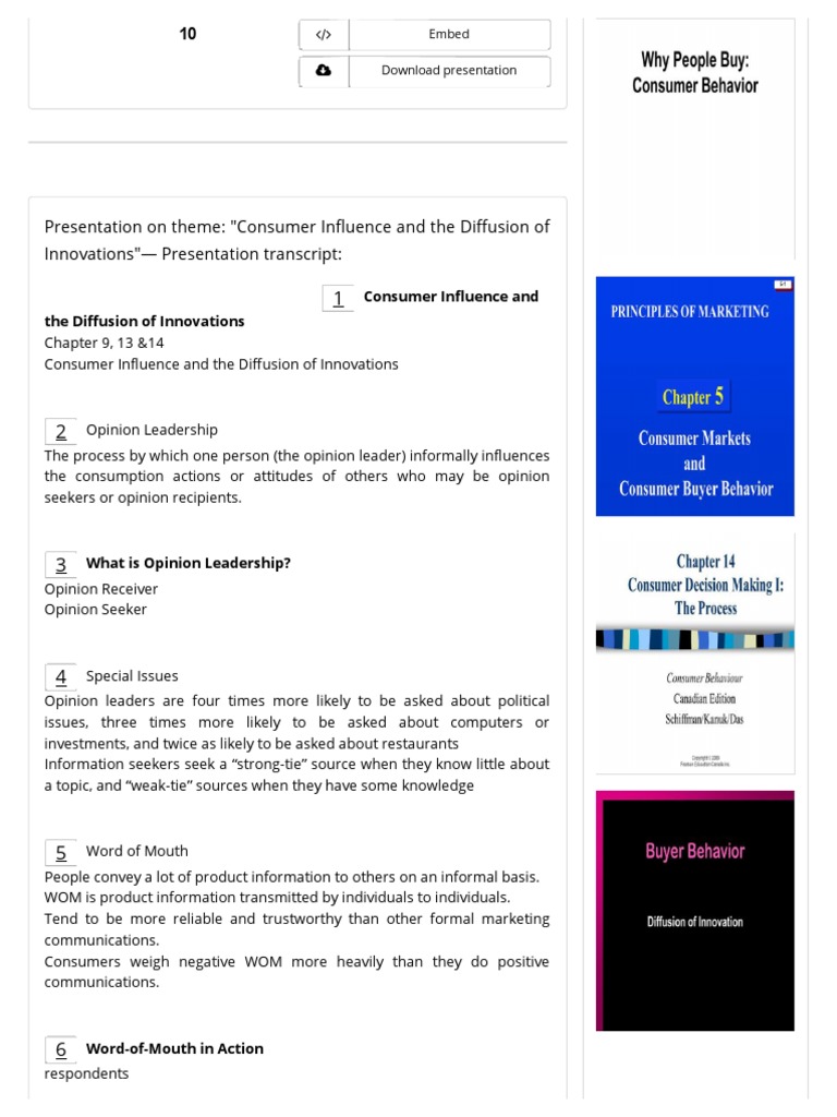 Consumer Influence and The Diffusion of Innovations | PDF | Leadership ...