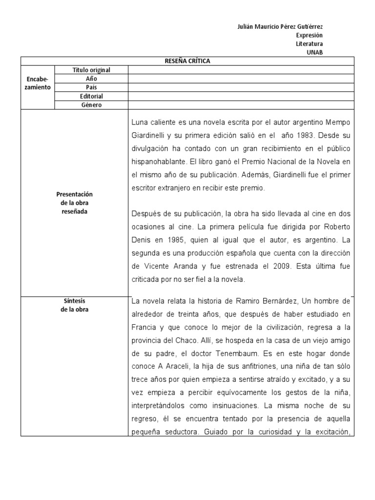 Ejemplo de Reseña Crítica | PDF