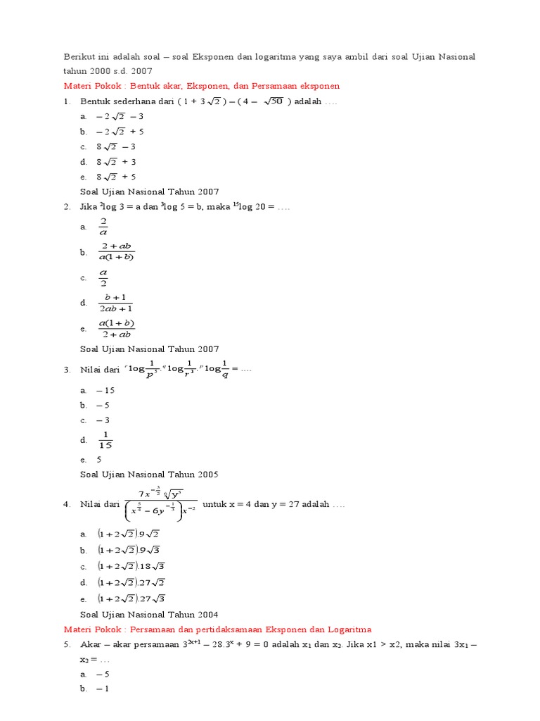 Soal Eksponen Kelas 10 Dan Pembahasannya