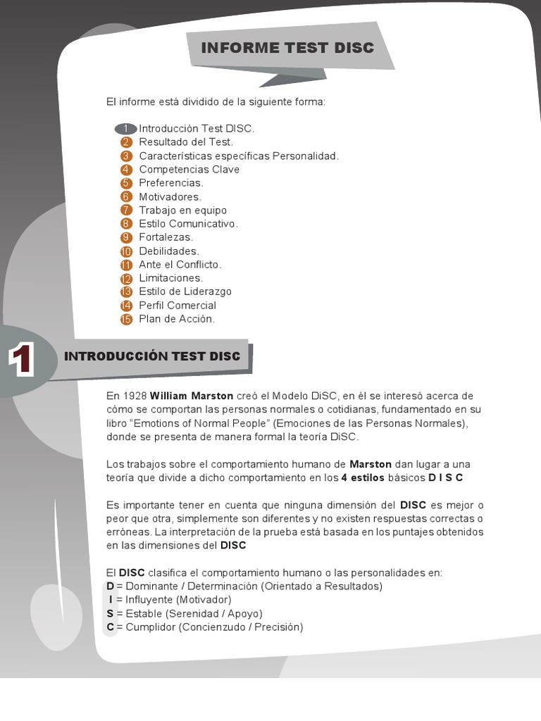Guia Test DISC PDF | PDF | Comportamiento | Conceptos psicologicos