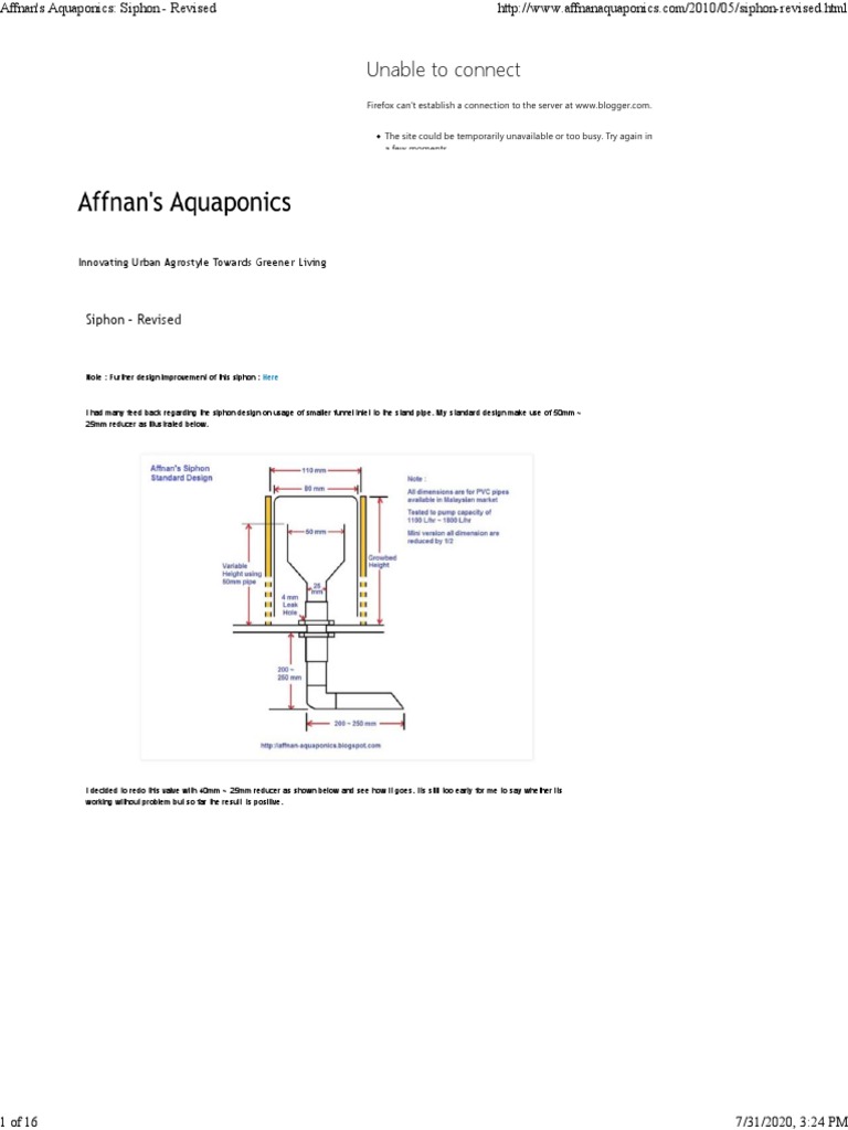 Revised Siphon Design for Aquaponics | PDF | Aquaponics | Pipe (Fluid ...