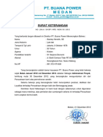 Surat Keterangan: NO: 204.A / SK-BP / HRD / MDN/ XII / 2012