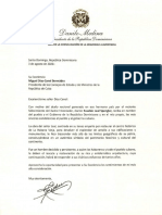 Carta de condolencias del presidente Danilo Medina a Miguel Díaz-Canel, presidente de la República de Cuba, por fallecimiento de Eusebio Leal Spengler