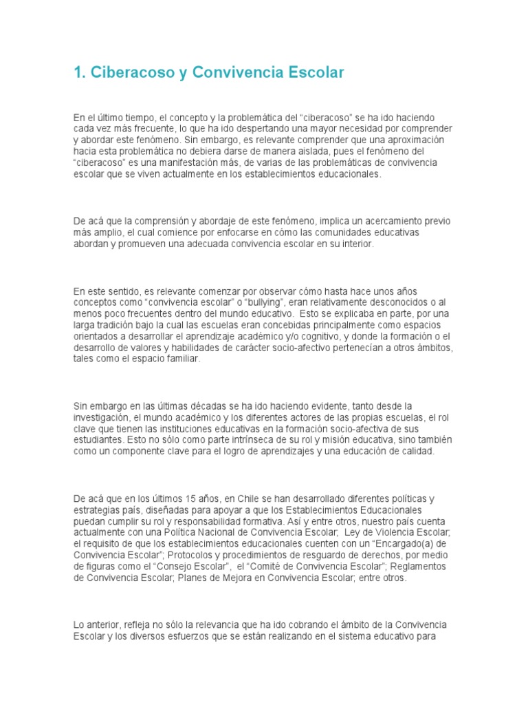 Convivencia Escolar y Ciberacoso | PDF | Acoso cibernético | Violencia