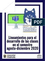Lineamientos para La Imparticion de Cursos en Linea de La Universidad Autonoma de Coahuila Semestre Agosto