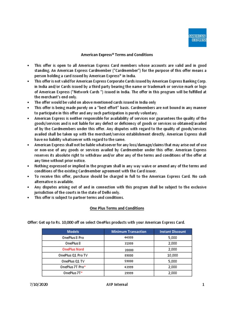 American Express Card Terms | PDF | American Express | Financial ...
