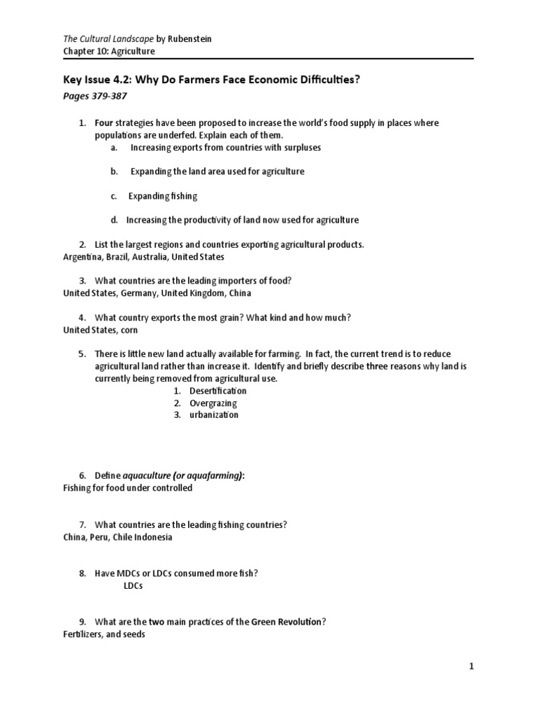 Key Issue 4.2 Why Do Farmers Face Economic Difficulties? Pages 379