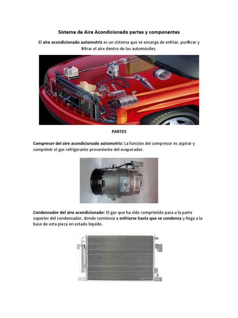 Sistema de Aire Acondicionado Partes y Componentes | PDF | Airbag ...