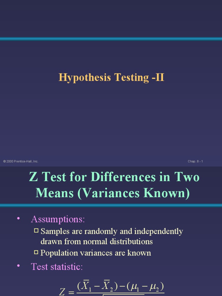 Hypothesis Testing II | PDF | Student's T Test | Variance