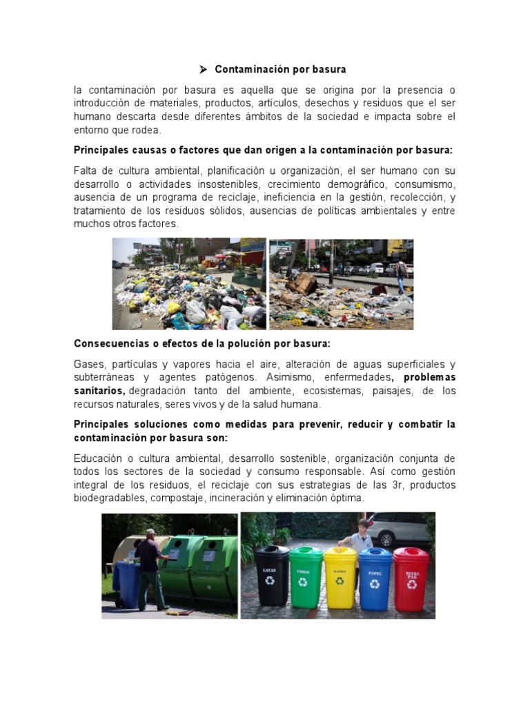 Contaminación por Basura y Soluciones | PDF | Contaminación | Residuos