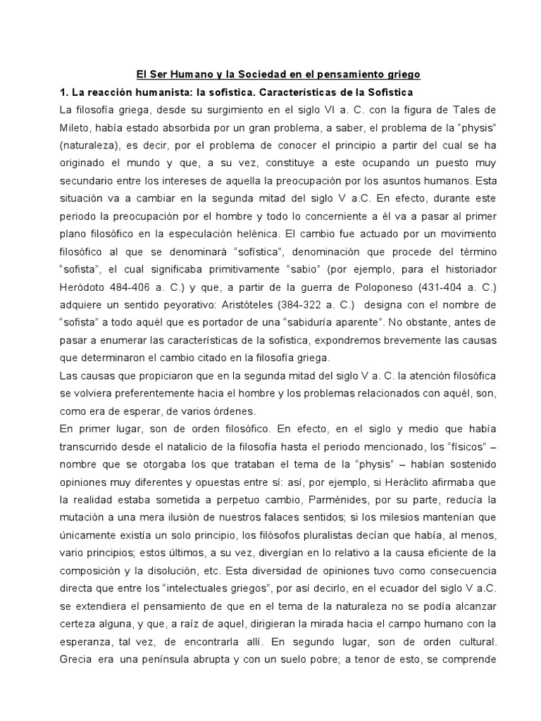 Sofística: El Hombre en el Pensamiento Griego | PDF | Platón | Sócrates