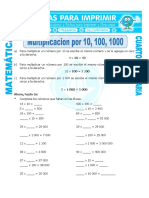 Ficha Multiplicar Por 10 para Cuarto de Primaria