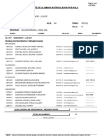 Reporte de Alumnos Matriculados Por Aula