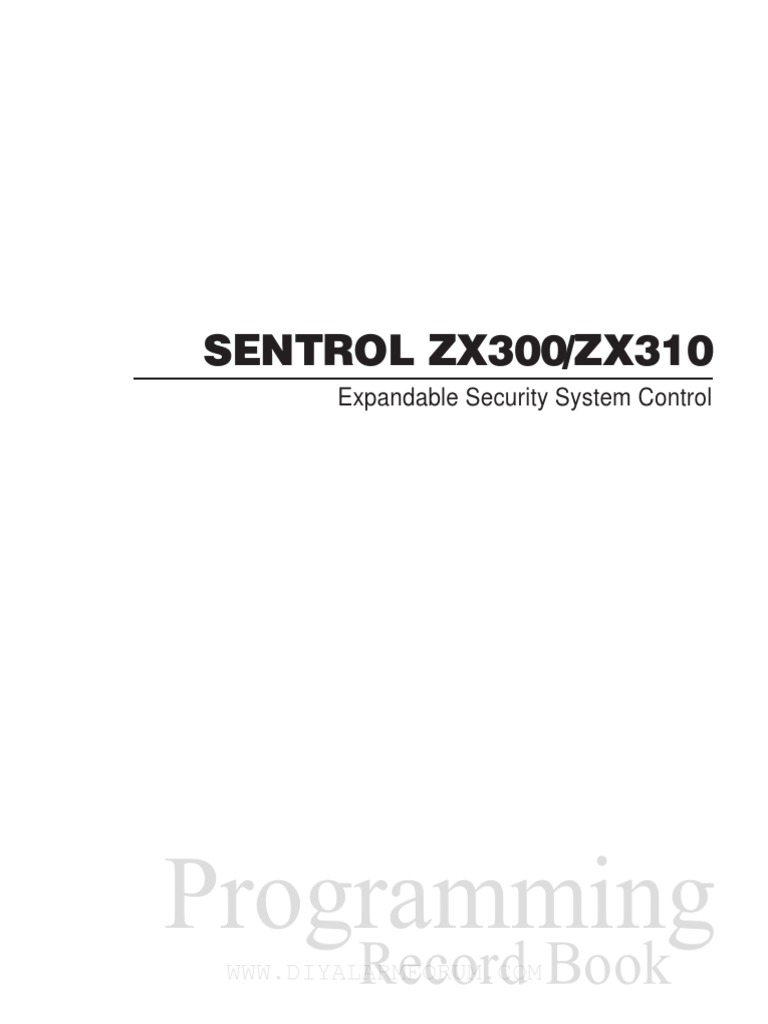 SENTROL ZX300/ZX310 Programming PDF Telephone Number Telephone