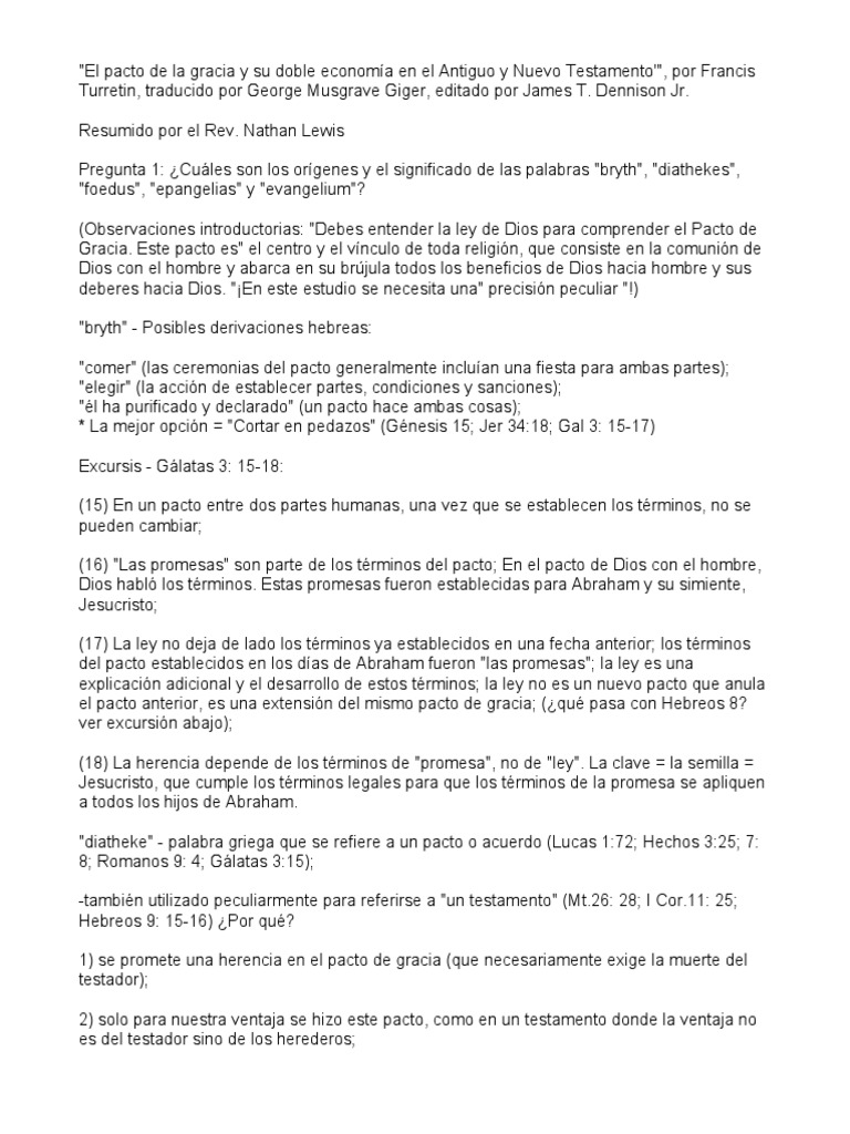 Pacto de la Gracia en Testamentos | PDF | Gracia en el cristianismo ...