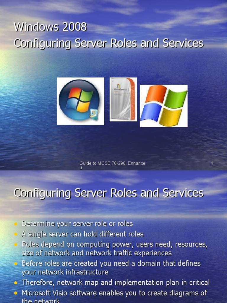 Windows 2008 Configuring Server Roles and Services | PDF | Active ...