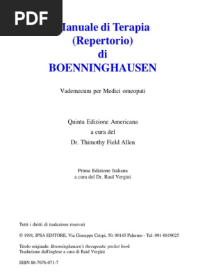 Med Ita Omeopatia Boenninghausen Repertorio Pdf Pdf