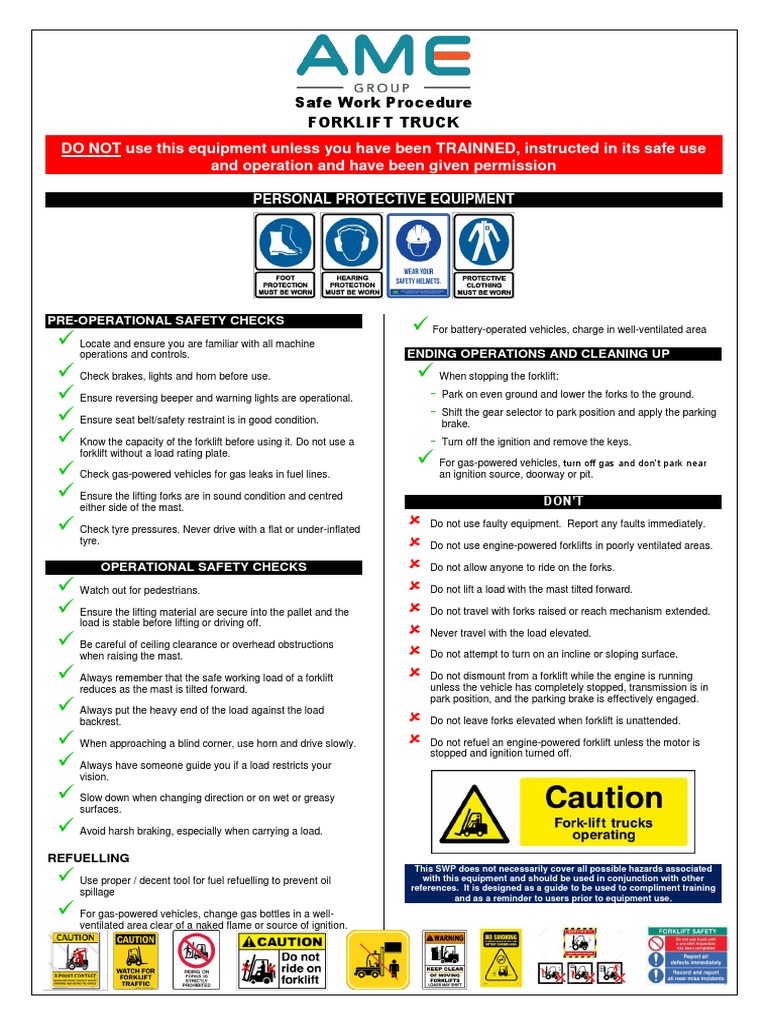 Forklift SOP | PDF | Forklift | Machines