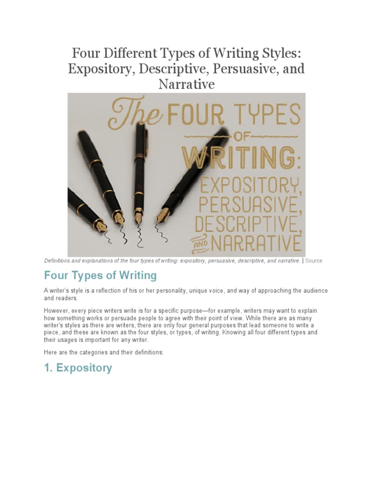 Four Key Writing Styles Explained | PDF | General Fiction