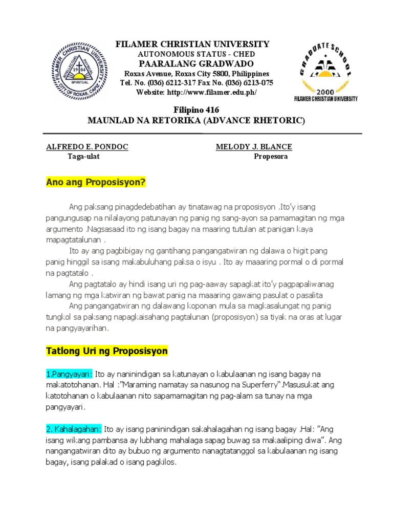 Ang Proposisyon | PDF
