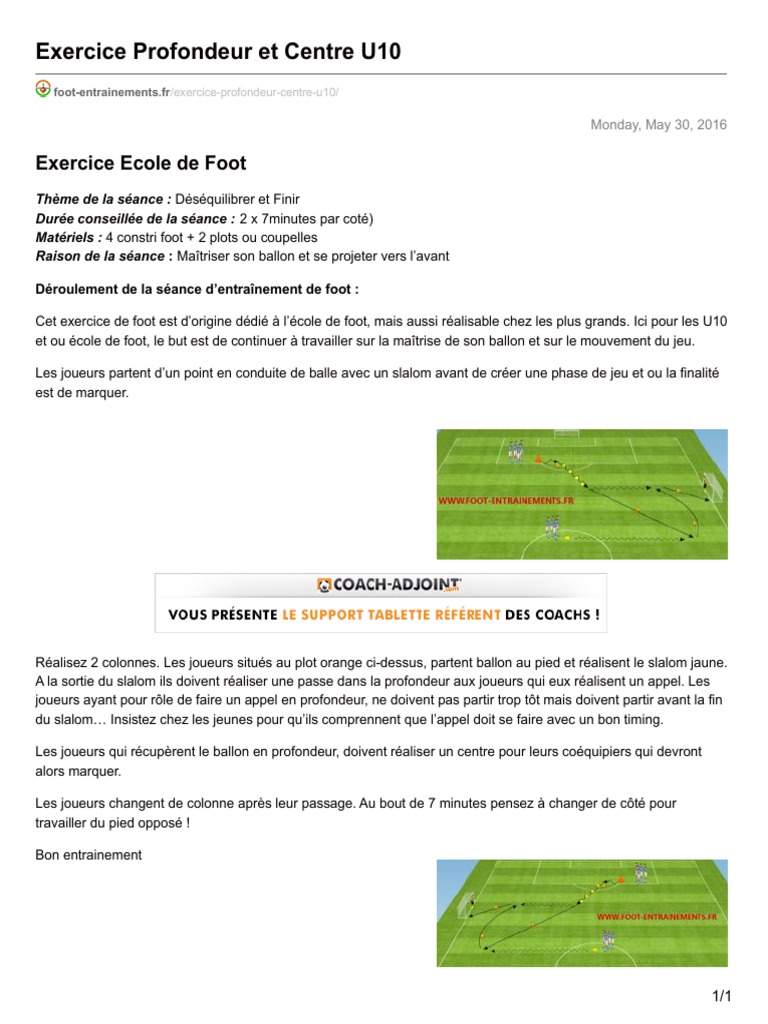 Exercice de Finition U10 : Profondeur et Centre | PDF