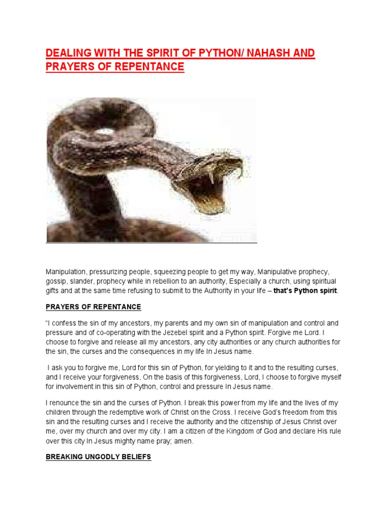 Dealing With The Spirit of Python | PDF | Christian Church | Intercession