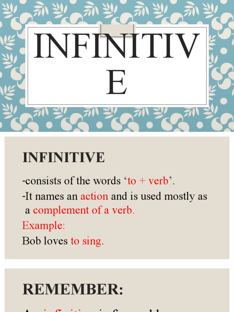 INFINITIVE | PDF | Verb | Adjective