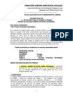 Modelo de Demanda de Ejecución de Acto Administrativo Laboral - Autor José María Pacori Cari