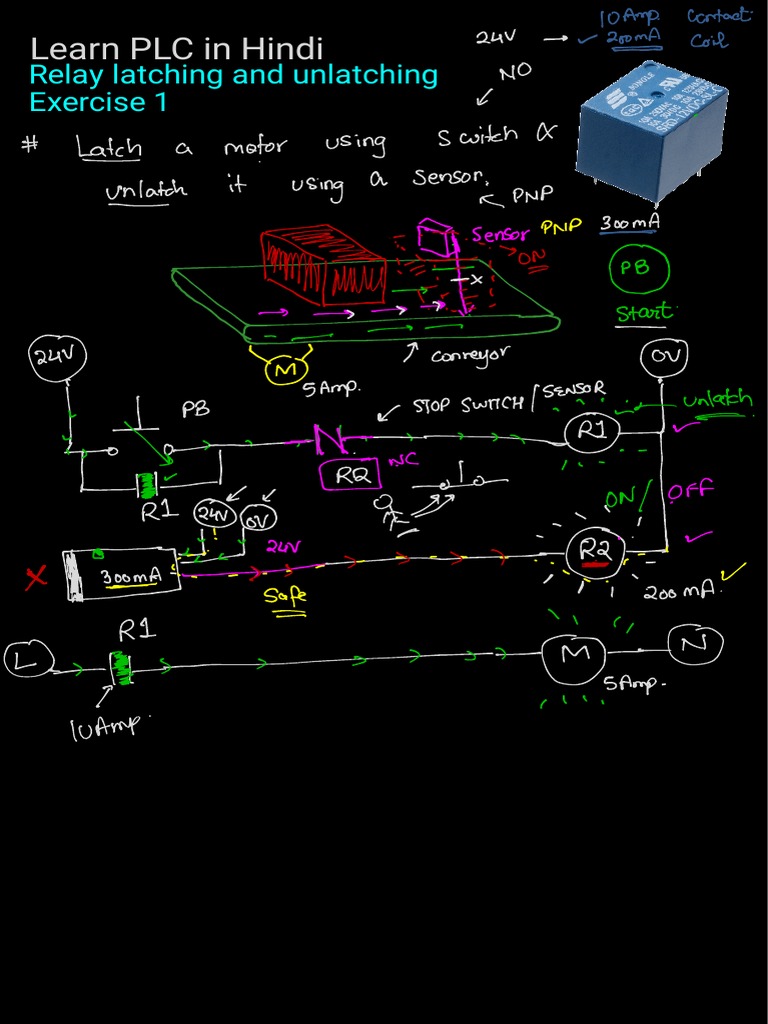 Learn PLC in Hindi Relay Latching and Unlatching Exercise 1 PDF