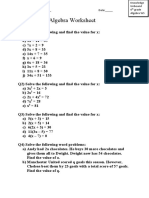 Algebra Worksheet2