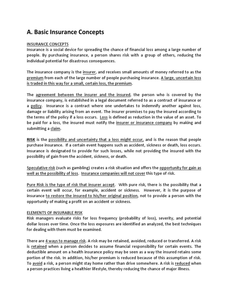 A. Basic Insurance Concepts and Principles | Download Free PDF ...