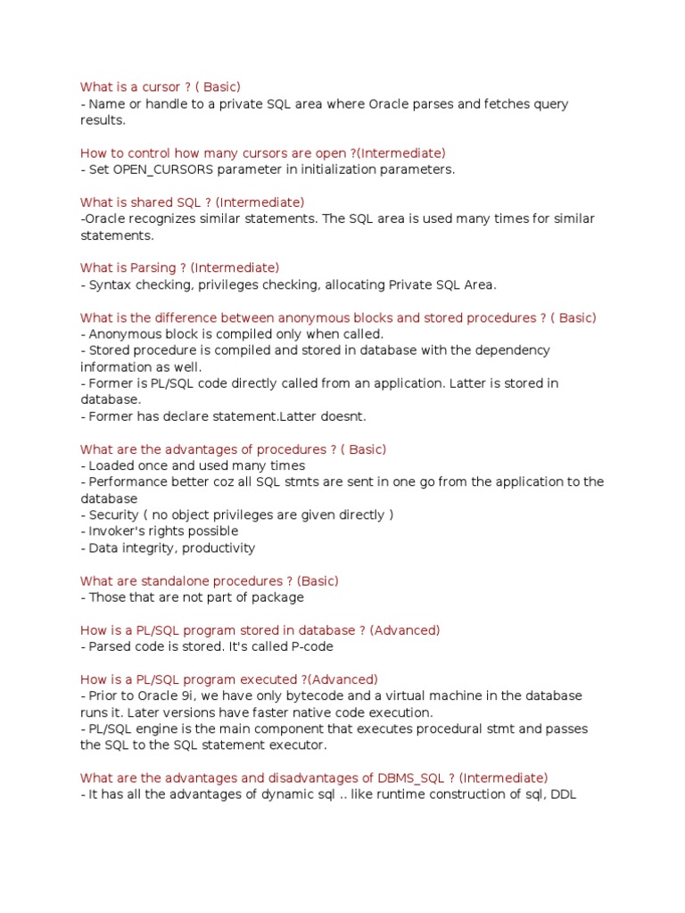 Oracle Interview Questions Overview | PDF